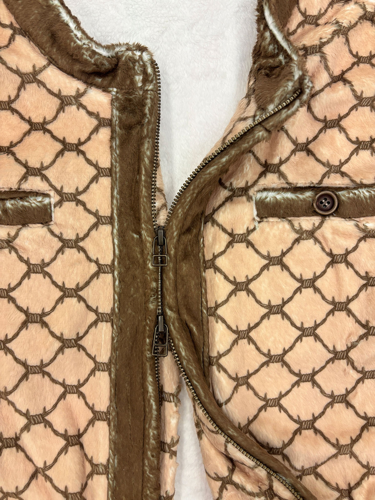 【NEW】FUR TRANSFER COLLARLESS JACKET 2627AW-J-003 MONOGRAM