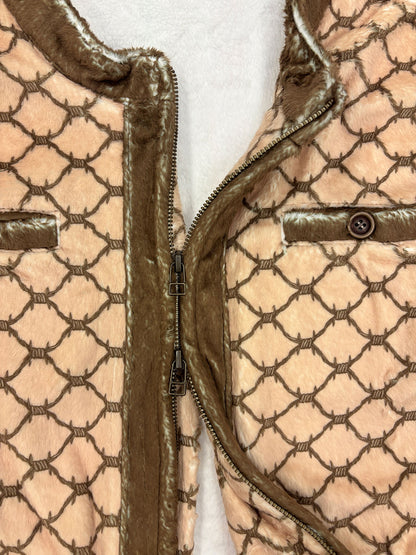 【NEW】FUR TRANSFER COLLARLESS JACKET 2627AW-J-003 MONOGRAM