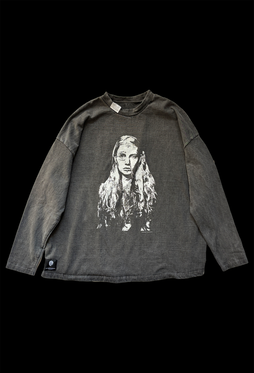 【NEW】FACE TATOO PRINT MOCK NECK LONGSLEEVE T-SHIRTS