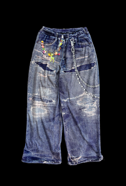 【NEW】PRINT FAR WIDE PANTS