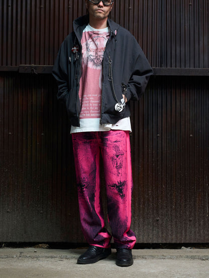 【NEW】POP ART TRANSFER STRAIGHT PANTS PINK 2627AW-PT-012