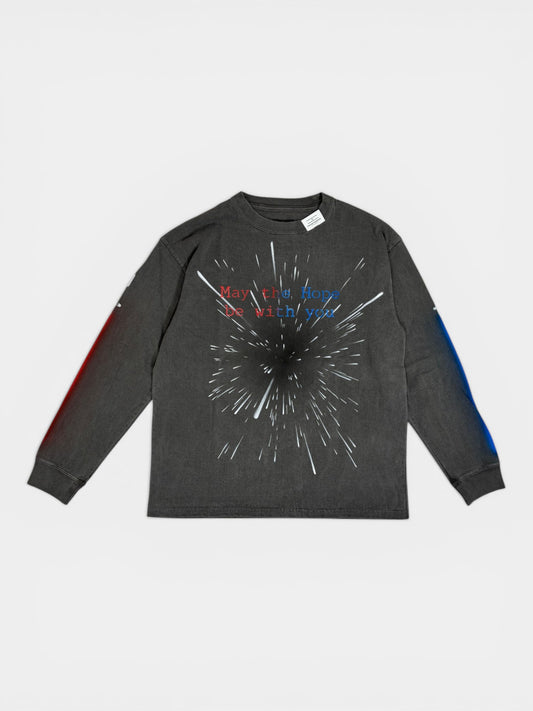 喷枪印花长袖T恤 黑色 26SS-LS-001