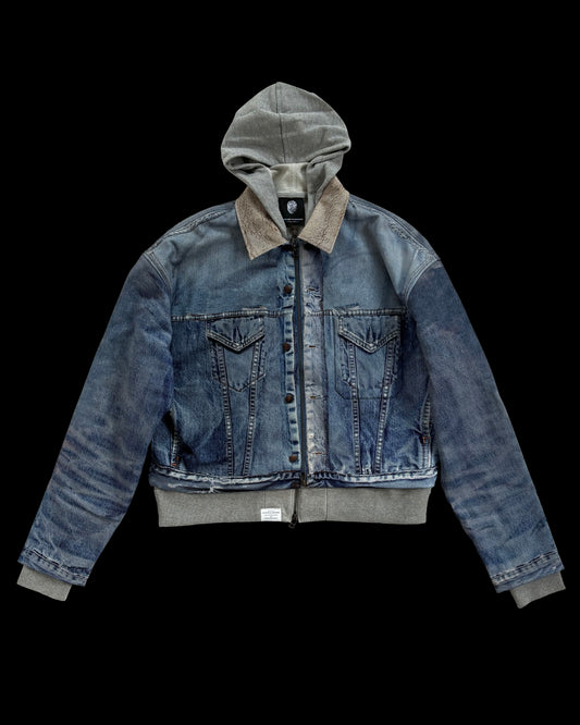 PRINT LAYERD PARKA DENIM