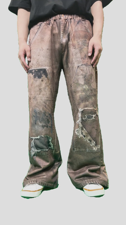 PRINT FLARE PANTS BROWN 26SS-PT-003