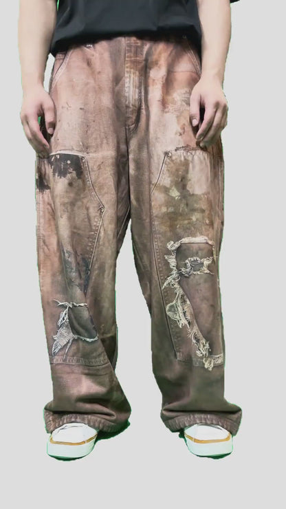 PRINT DUCK WIDE PANTS BROWN 26SS-PT-002CH