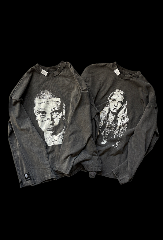 【NEW】FACE TATOO PRINT MOCK NECK LONGSLEEVE T-SHIRTS