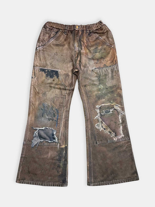 PRINT FLARE PANTS BROWN 26SS-PT-003