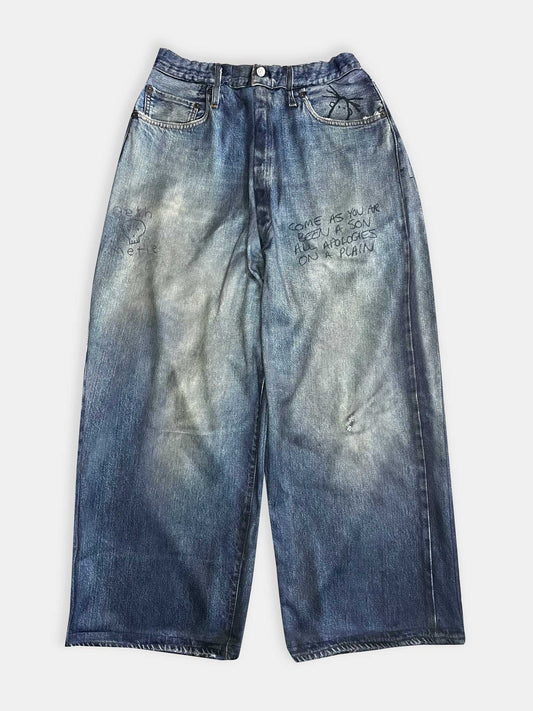 PRINT WIDE PANTS 26 SS BLUE 26SS-PT-002D